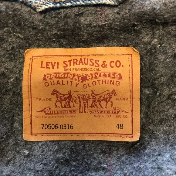 SOLD 1990s Levi's Blanket Lined Red Tag Made in USA Denim Jacket 70506-0316 - Picture 13 of 16